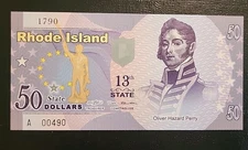 USA States, Rhode Island, $50, Polymer, ND (2015), P-N/L, UNC