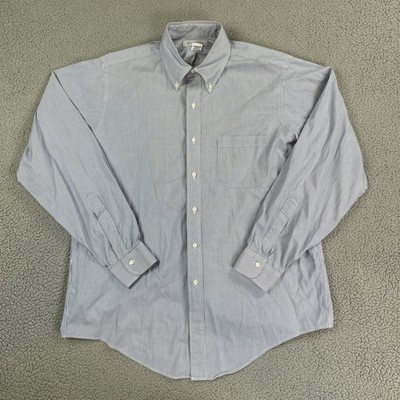 VTG Brooks Brothers Button Down Shirt Men 16-35 Blue White Striped Pocket USA