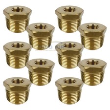 10PC Hex Reducer Bushing 3/4" Male x 1/4" Female NPT Adapter Pipe Fitting Brass