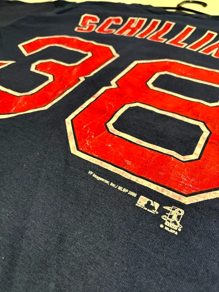 Lote de camisetas vintage 2005 Boston Red Sox MLB (L) Schilling #38 Rentería #16 EE. UU. Foto 3 de 4