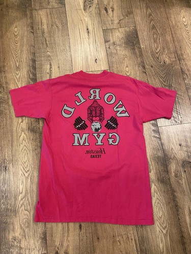 Vintage World Gym Ape Houston Texas Tee Shirt Neon Pink 90s Bape Large - Picture 5 of 7