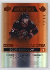 2021 Upper Deck Credentials Debut Ticket Access Orange 111/149 Egor Sokolov 0i6