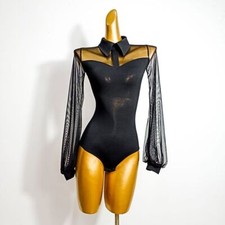 Latin Dance Dress Women Black Long Sleeve Latin Dance Tops for Performamnce