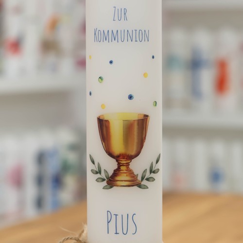 meinkerzenshop® Kommunionkerze mit Designdruck PIUS für Junge und Mädchen - Bild 2 von 6