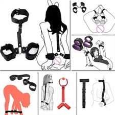 Unisex Nylon Restraints Kit Handcuffs Collar Bondage Adult for Couple Flirt