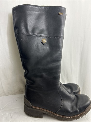 RiekerTEX Boots Womens US 9 EUR 40 Black Tall Riding Boots Full Zip Lined Scuffs - Picture 5 of 17