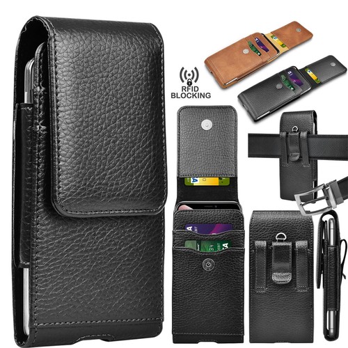 Vertical Cell Phone Holster Pouch for iPhone Samsung Wallet Case With Belt Clip - Bild 1 von 18