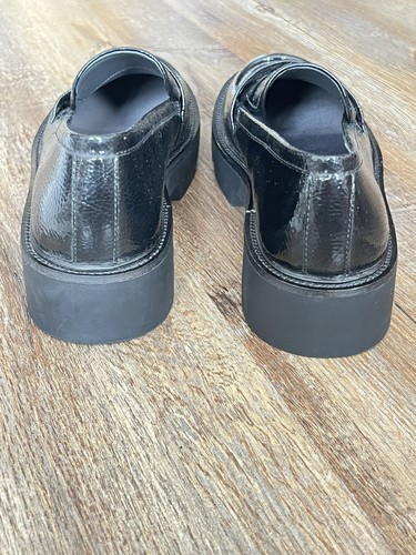 Anthropologie Franco Sarto Ream Loafer Platform Lug Sole Black Patent Sz 9.5 - Picture 4 of 10