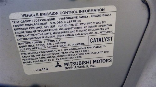2006 - 2009 Mitsubishi Eclipse "L" low pressure AC hose 3.8L 89995 - Picture 9 of 10
