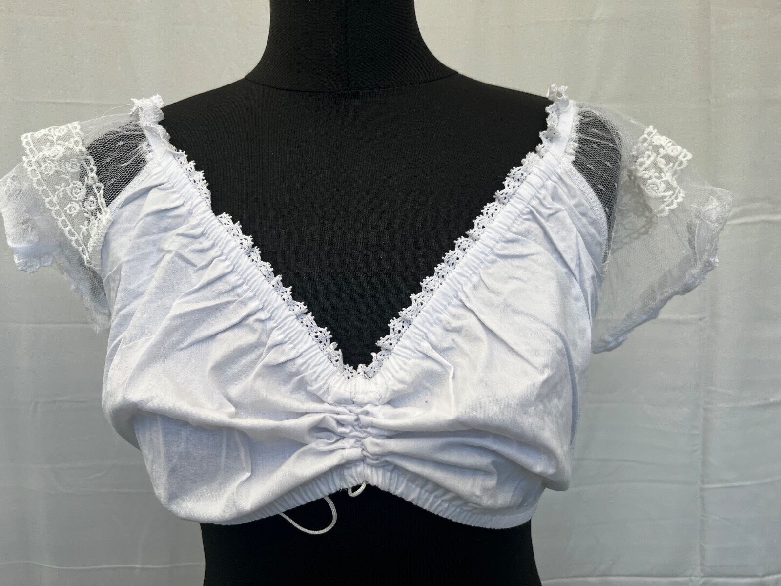 White lace sleeve cotton crop top blouse for women size 10