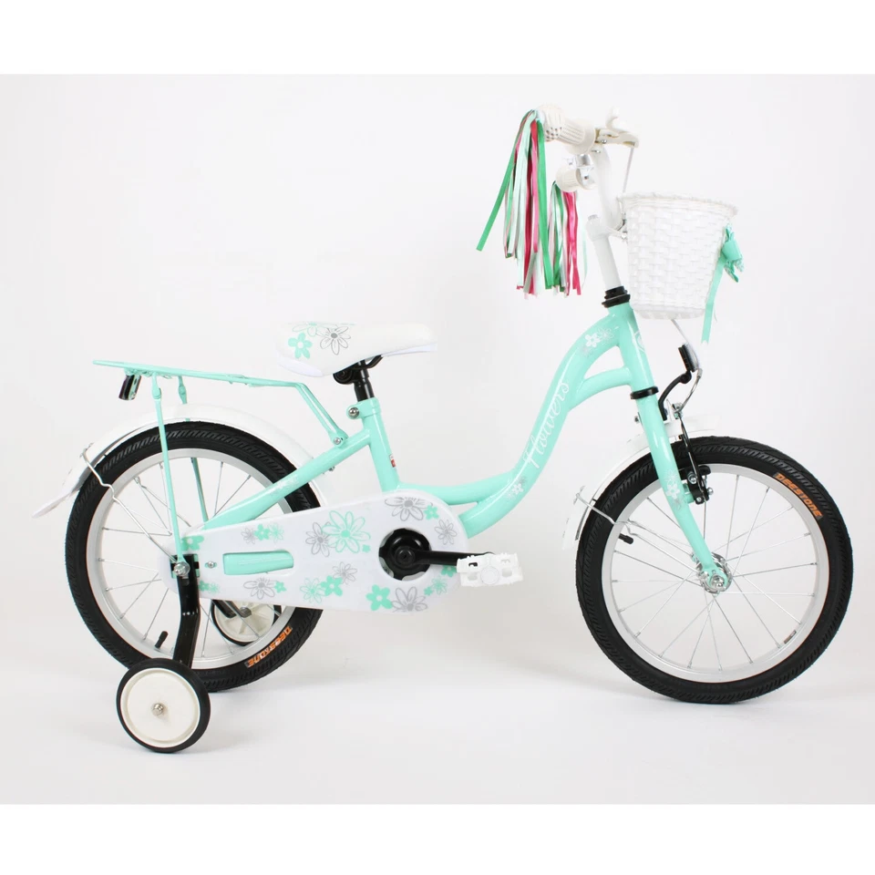 FLOWERS Kinderfahrrad 16" Mädchenfahrrad Kinder Rad Bike Spielrad - Grün - Bild 3 von 4