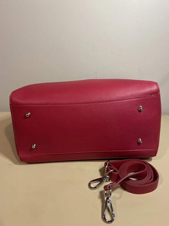 Nueva Cartera de Cuero Laura Di Maggio Roja Hecha a Mano 13L/11W/7D Hecha en Italia Foto 4 de 4