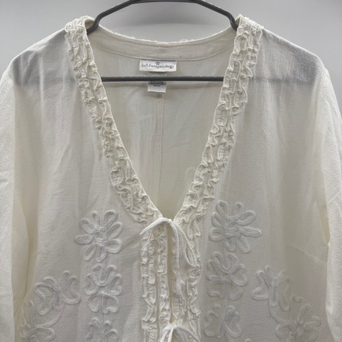 Cravatta a scatto manica 3/4 ricamo perizoma floreale bianco morbidi dintorni taglia M - Foto 2 di 9