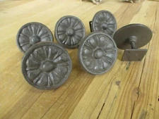 6 Cast Iron Drawer Cabinet Pulls Knobs Cicular W/ Back Plate LARGE Rustic Handle