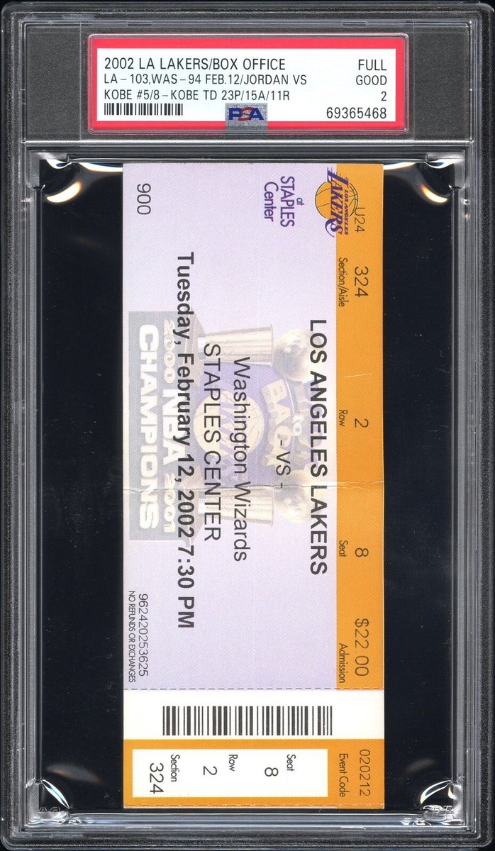 MICHAEL JORDAN VS KOBE BRYANT H2H #5/8 FULL TICKET 2002 KOBE