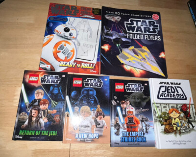 Star Wars Book Lot of 6 - Lego/Jedi Academy/Color & Trace/Folded Flyers -