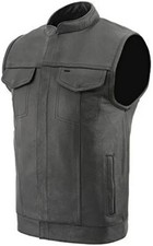 MILWAUKEE LEATHER MEN'S HIDDEN SNAP & ZIPPER FRONT CLOSURE LEATHER VEST - USAKA