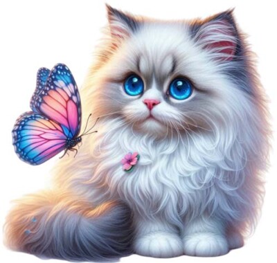 Stoffpuppe Schmetterling Katze Wandbild Schlafzimmer Kinderzimmer Dekor Vinyl Aufkleber Abziehbild 6 Größen