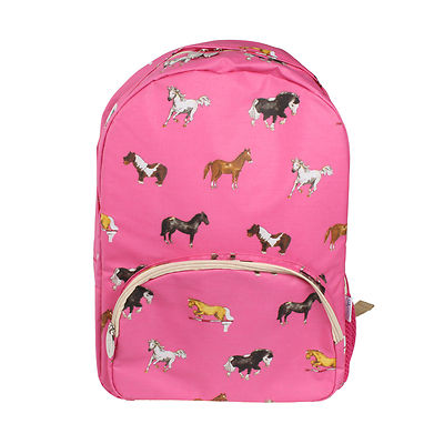 Milly Green Horse Design Pink Backpack School Travelling Holiday Flight Bag