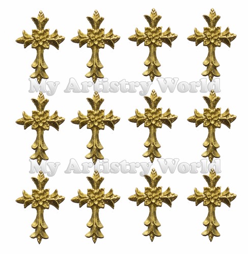 12 essbare Fondant Kreuz Cupcake Topper. Jede Farbe möglich - Bild 1 von 2