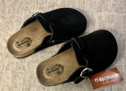Black Suede Girls Slip-On Sandals- Cork Bottom- Northside- Size 13- NEW - Picture 3 of 12