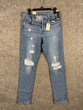 Levis 501 S Jeans Women 27x30 Blue Denim High-Rise Button Fly Distressed NWT
