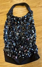 Weissman Black Sleeveless Low Back Sequin Dance Top Costume Lrg Child