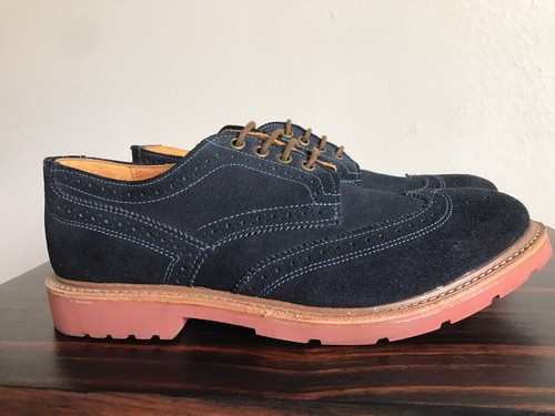 Bucks Blue Suede Wingtip Shoes Made 