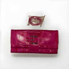 Stuart Weitzman Black Snakeskin Embossed Leather Envelope Clutch Bag — listing 2