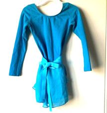 Girls Ballet Dance Dress Kids Long Sleeve Gymnastics Separate Skirt Costume