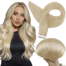 Blonde Tape-In Hair Extensions 24" Silky Brazilian Human Hair 20Pcs 50g