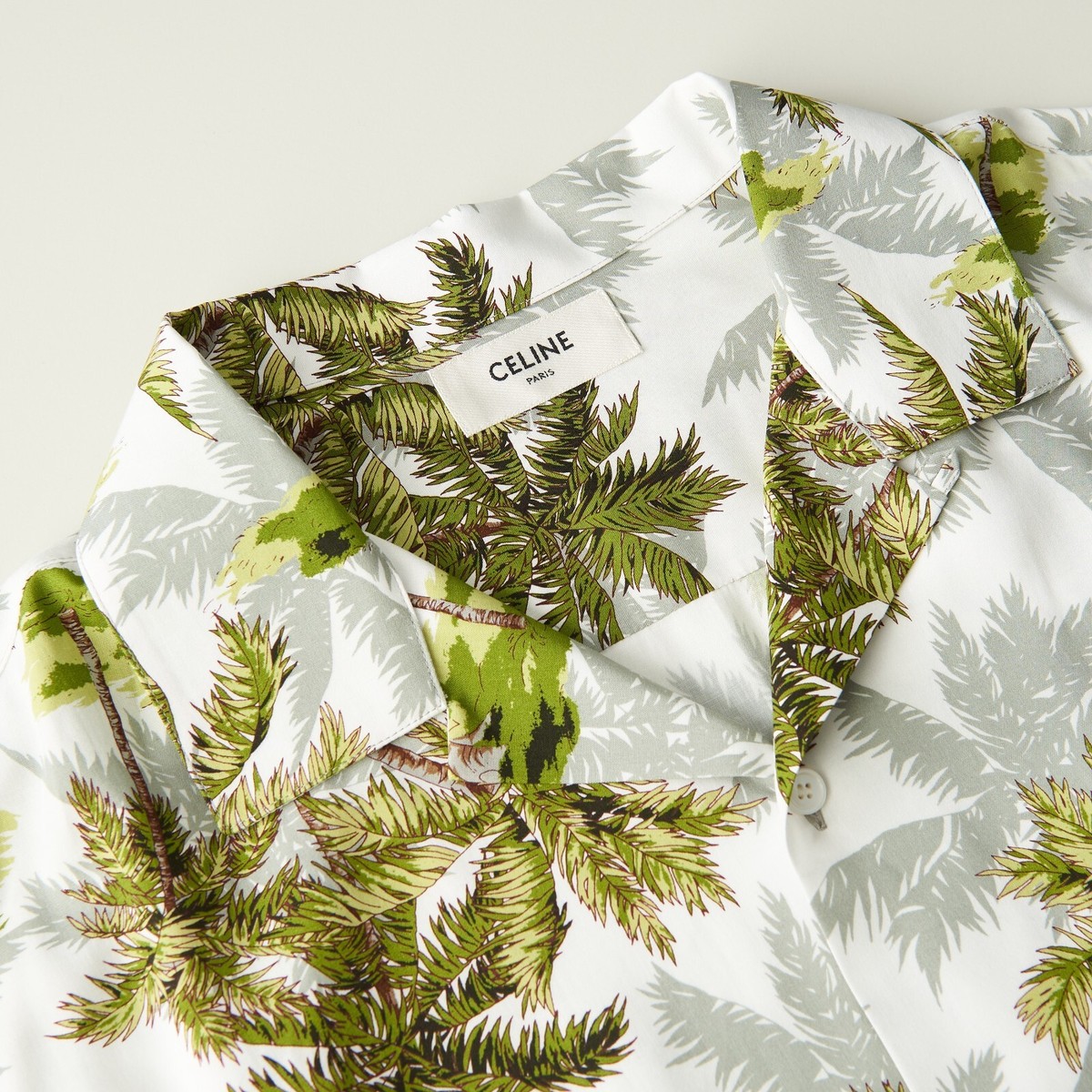 CELINE 1150$ Loose Hawaiian Shirt - Ombre Palm Tree Print Viscose