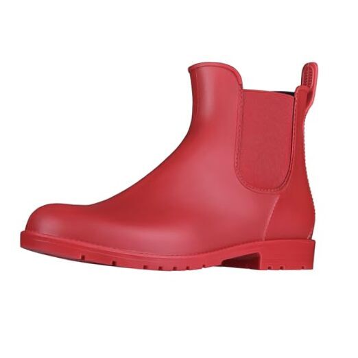 Waterproof Women's Red Ankle Rain Chelsea Boots Size 9-9.5-image