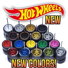 1/64 Scale 15 SPOKE Real Rider Wheels Rims Tires Set for Hot