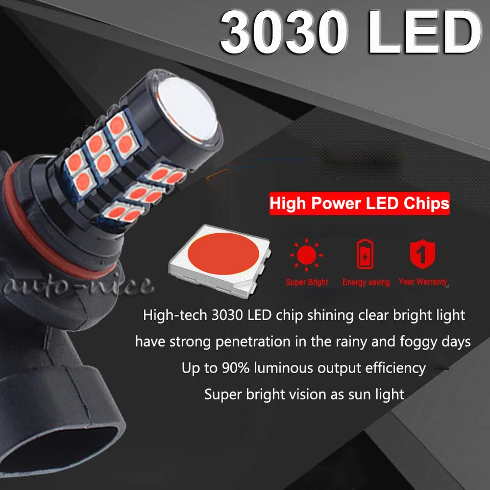 Actualización 30SMD HB4 9006 Rojo Proyector de Alta Potencia LED Bombillas de Conducción Antiniebla DRL Foto 4 de 4