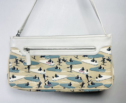 SELTENE TOD’S Speedboot Wasserski Handtasche kleine Schultertasche Leder Canvas