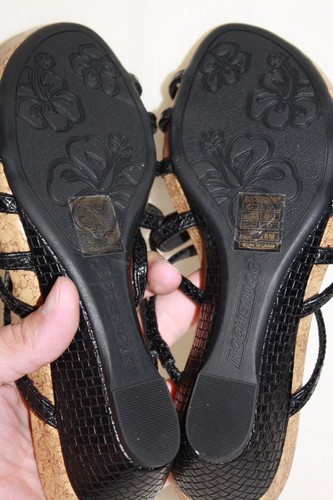 ROCKET DOG BLACK STRAPPY SLIP ON WEDGE HEEL SLIDES SANDALS WOMENS SZ 6 M - Picture 9 of 9