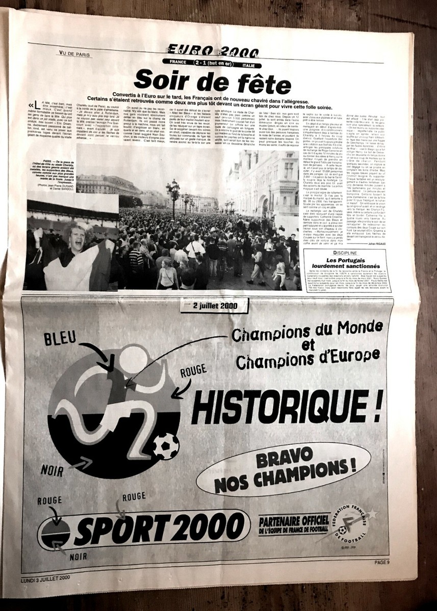Journal L'Équipe Du 03 Juillet 2000 - Finale De L'Euro 2000 (N°16843)