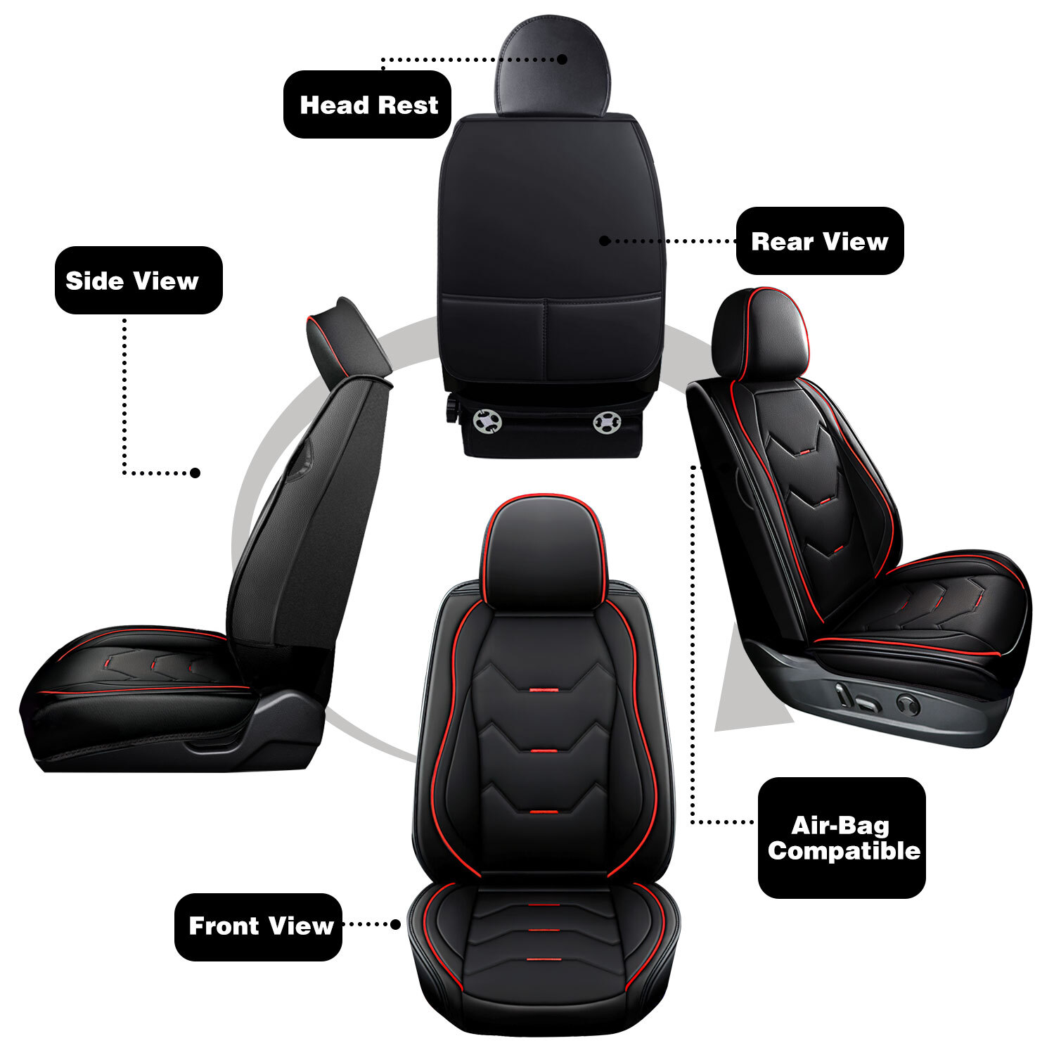For Jeep Car Seat Covers 5Seat Full Set PU Leather Front Rear