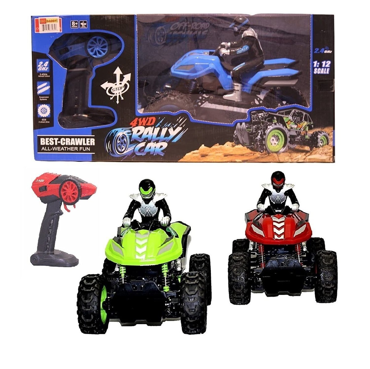 Remote Control Off Road Quad Bike ATV Suspension 4WD Rally Car 1:12 Channel  RC | eBay