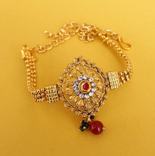 Gold Plated Bajuband Traditional Kundan Stone Studded For women - Picture 35 of 35