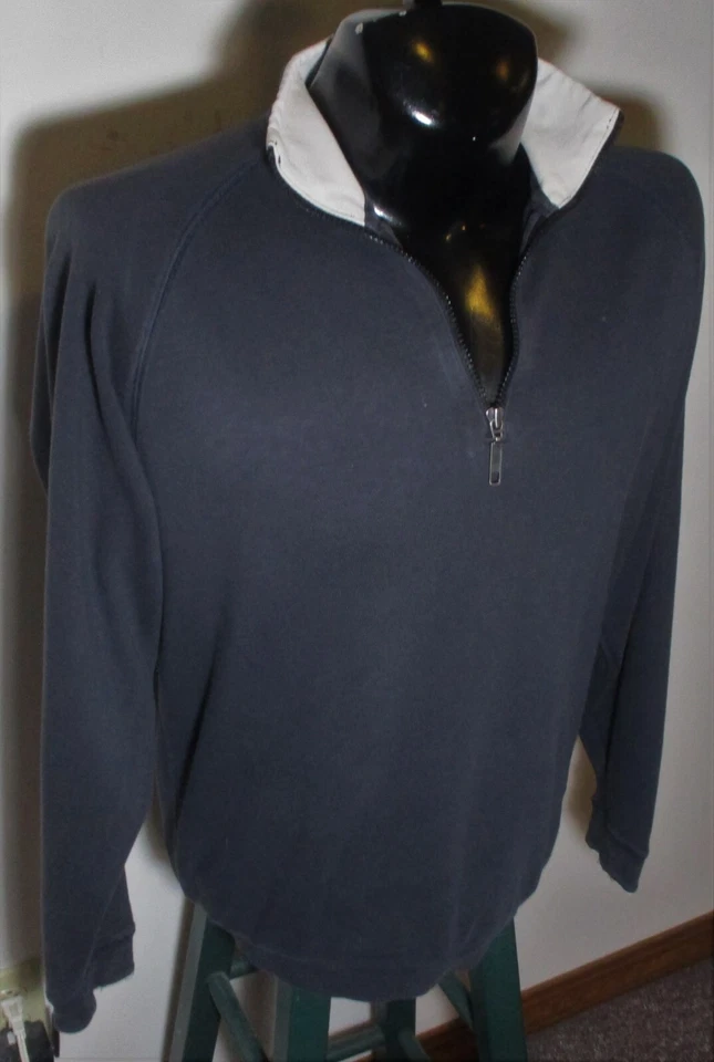 BOSTON TRADER Blue Pima Cotton 1/2 Zip Sweater Jersey Size L - Image 3 of 4