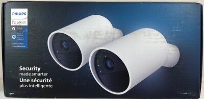 Used -Philips Hue Battery Wireless Security Camera 2PK White-FREE S/H