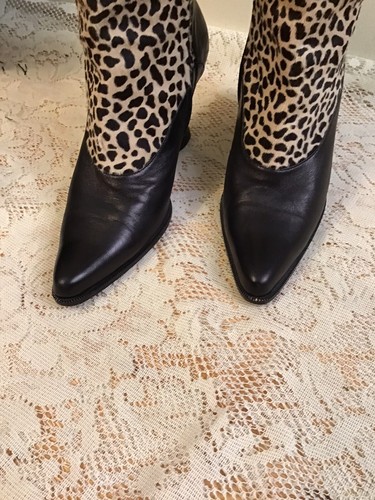 DKNY Donna Karen Italy Size 6 B Brown Leather Leopard - Fashion Boots Womens - Picture 6 of 9