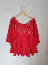 Womens Pretty Little Thing Red Long Sleeve Lace Dress UK12 M