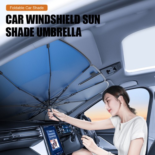 Parabrisas Parasol con Anillo Tirador Cable Plegable Coche SUV Parasol Paraguas Ajuste - Imagen 9 de 24