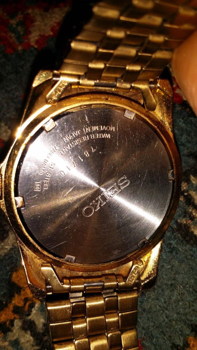 SEIKO 7N43-0AM0 781710 38mm DAY/DATE Quartz Japan Gold Tone 7.5