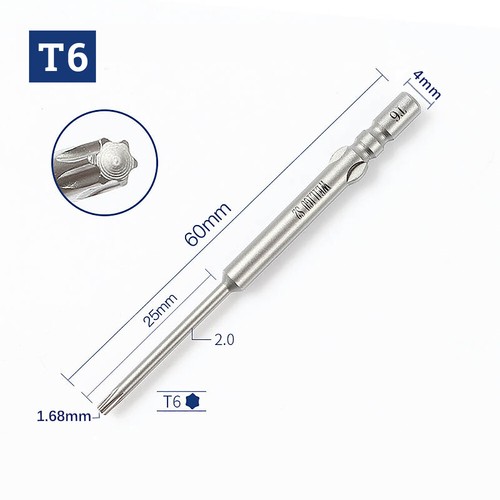 T1-T5 Magnetic Torx Head Security Screw Bit Long Impact Driver Drill Round Shank - Picture 21 of 31