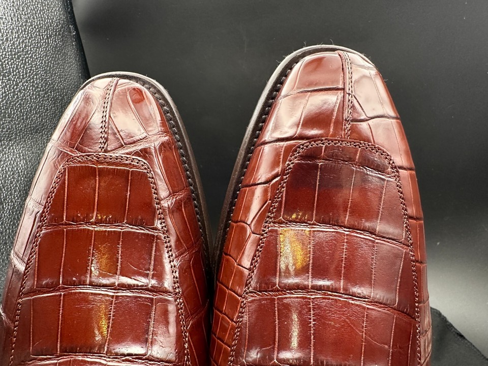 Mezlan Size 11.5 M Alligator Piccolo Penny Loafers Brown Spain Shoes