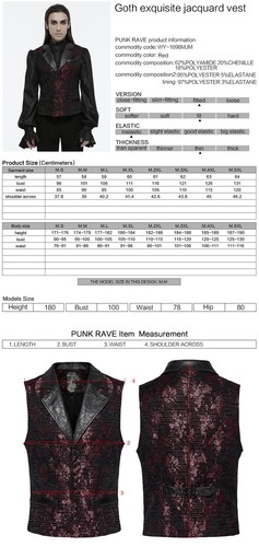 Punk Rave Men Black Goth Exquisite Jacquard Flip Collar Vest Slim Fit Waistcoat - Picture 33 of 40
